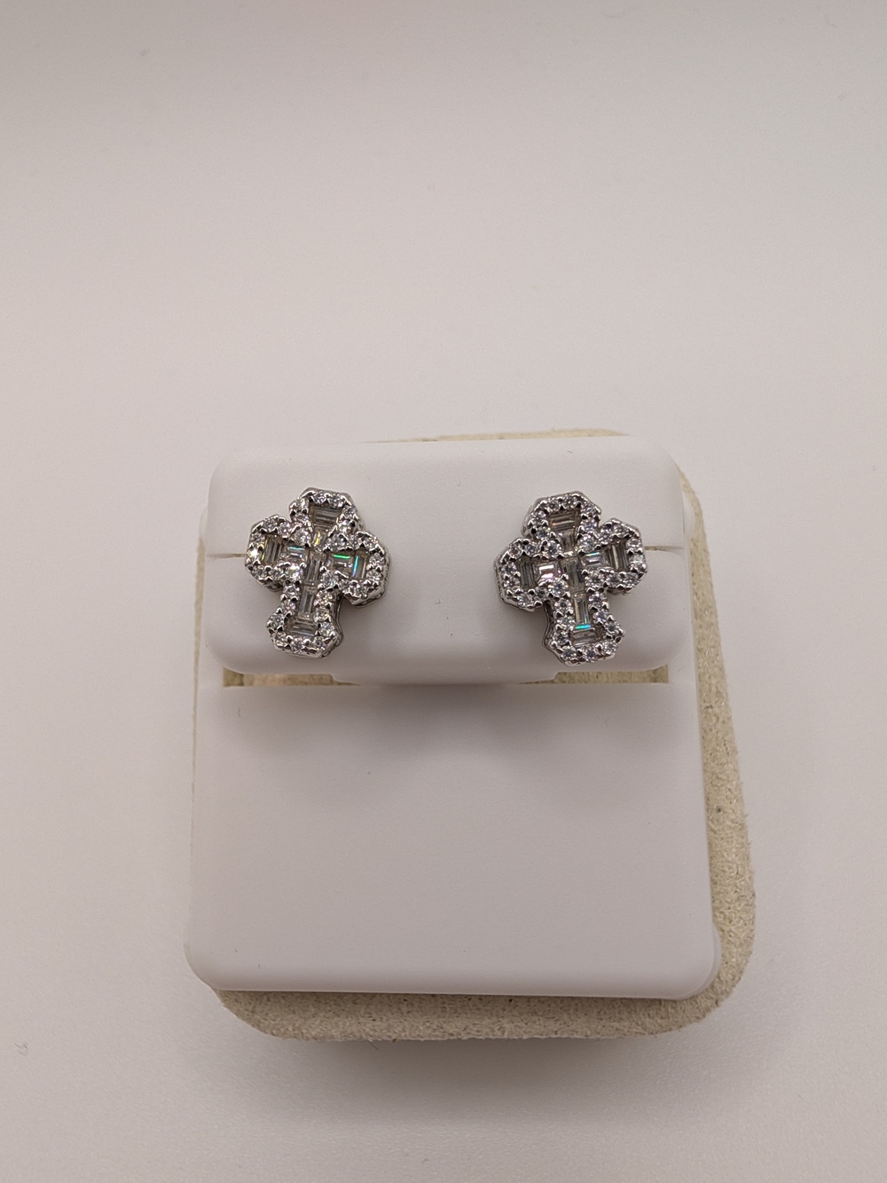 925 Sterling Silver Moissanite Cross Stud Earrings 1.5 CTW